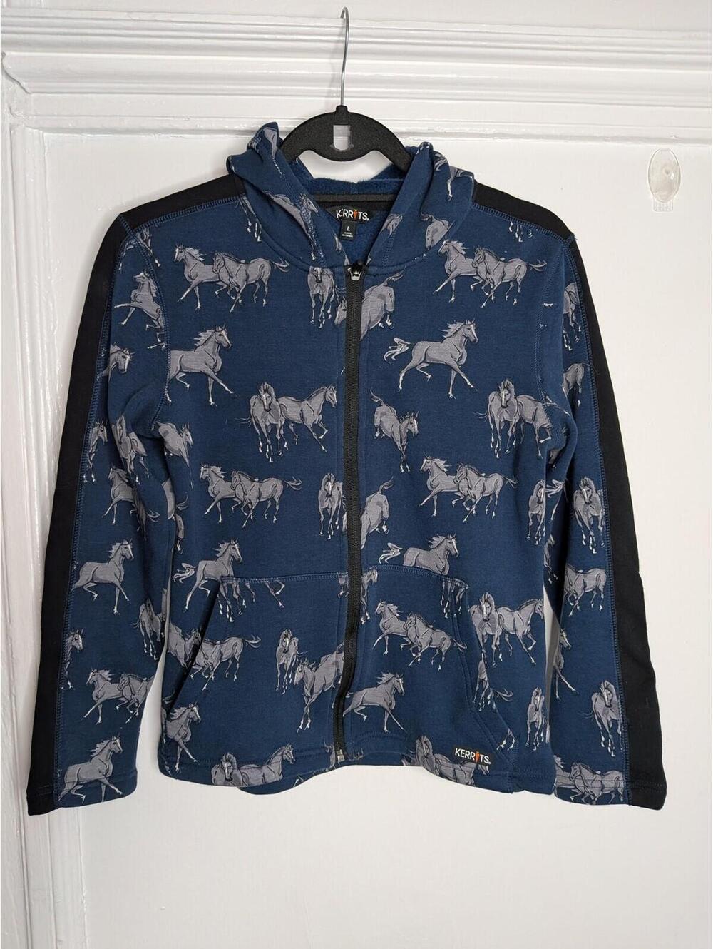 Kerrits Hoodie Horse Sense Equestrian Riding Full Zip Fleece Western Farmhouse L